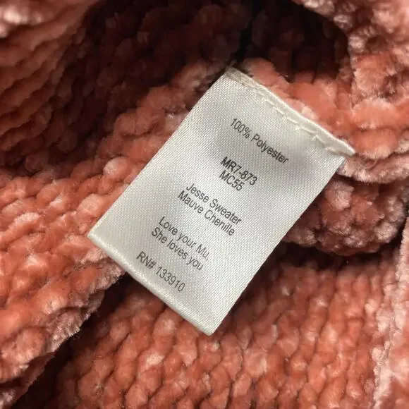 Show Me Your Mumu Oversized Women’s Size Medium Jesse Sweater Mauve Chenille - Picture 5 of 7